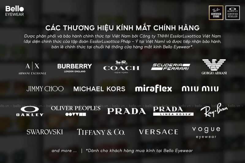 Ch&iacute;nh s&aacute;ch bảo h&agrave;nh k&iacute;nh Ray-Ban, Oakley, Prada, Burberry, Miu Miu,&hellip; ch&iacute;nh h&atilde;ng từ EssilorLuxottica tại Bello Eyewear- Ảnh 2.