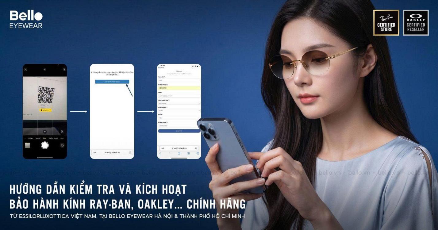 Bello Eyewear hướng dẫn kiểm tra và kích hoạt bảo hành kính Ray-Ban, Oakley,... chính hãng - Ảnh 1.