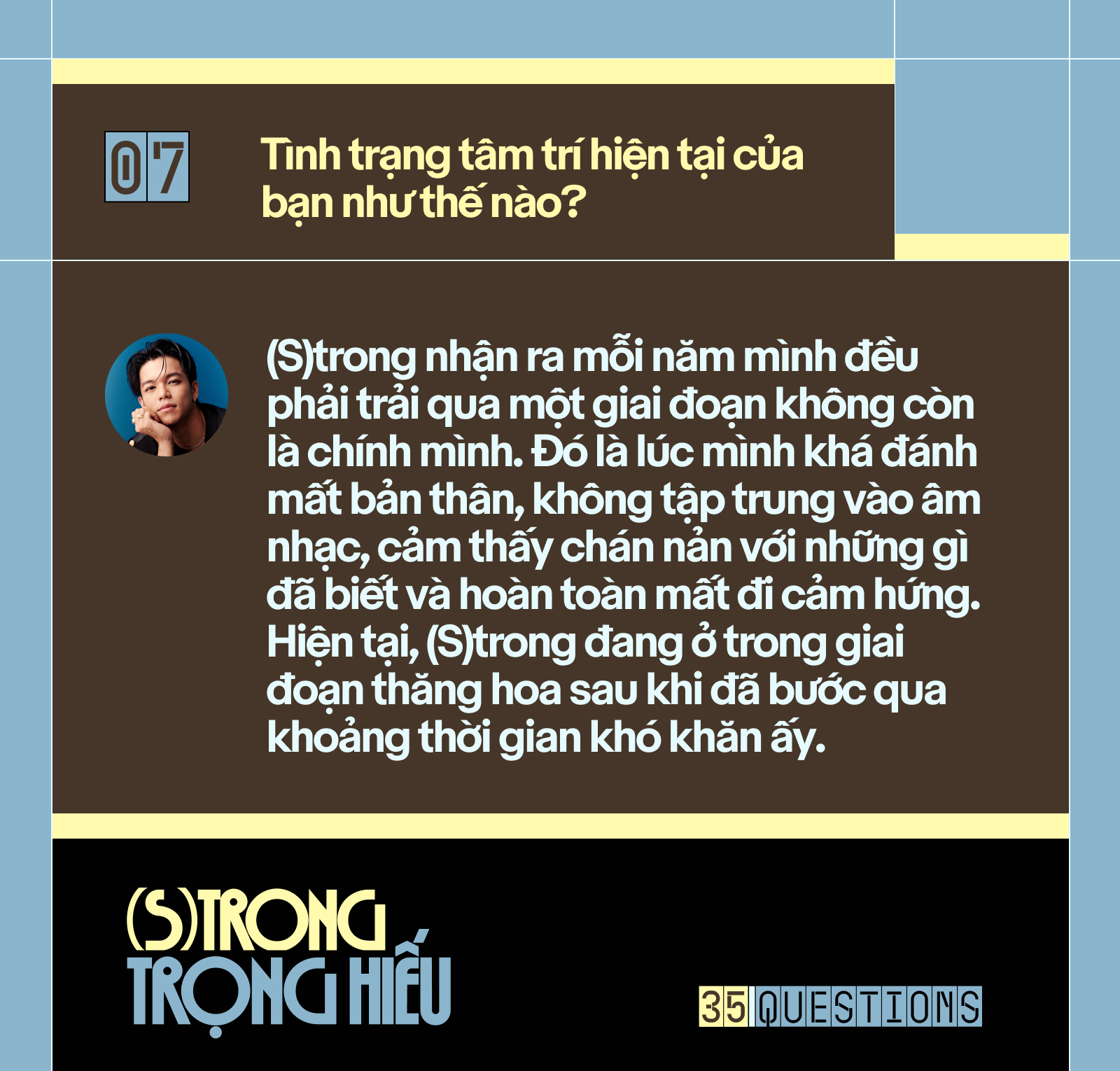 35 Questions x (S)trong Trọng Hiếu: “Tôi chỉ là một đứa trẻ đang ở trọ trên thế gian” - Ảnh 15.