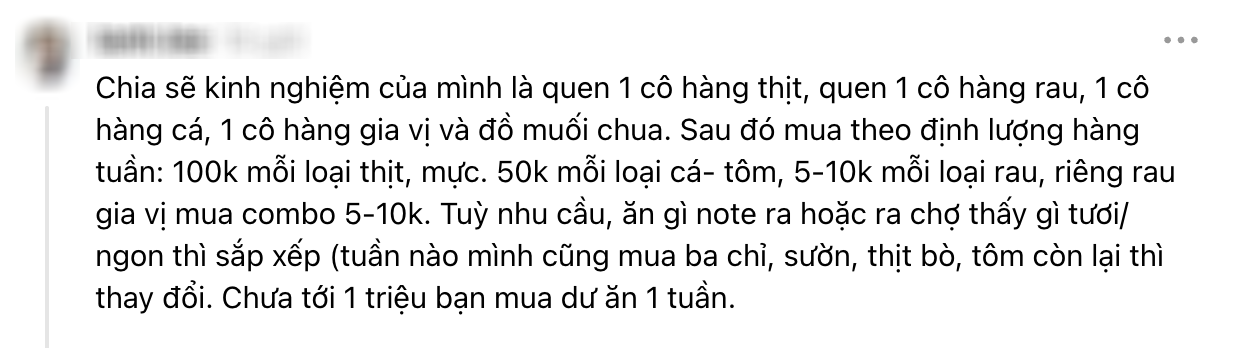 Mẹ đảm tiết lộ c&aacute;ch chi 1,5 triệu mua thực phẩm cả tuần: Kh&ocirc;ng đi chợ v&igrave; "cầm 500k cũng hết 500k" - Ảnh 4.