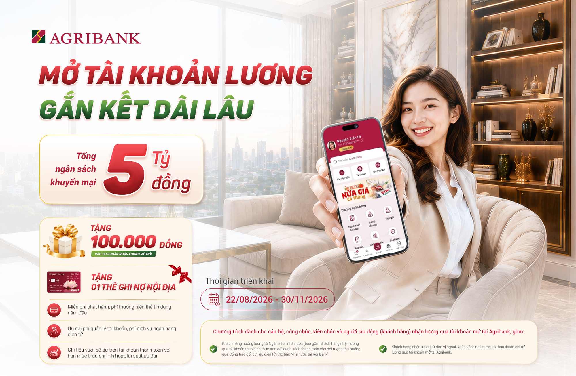 Nhận lương thuận tiện - Giao dịch dễ dàng - Tận hưởng nhiều ưu đãi cùng Agribank- Ảnh 1.