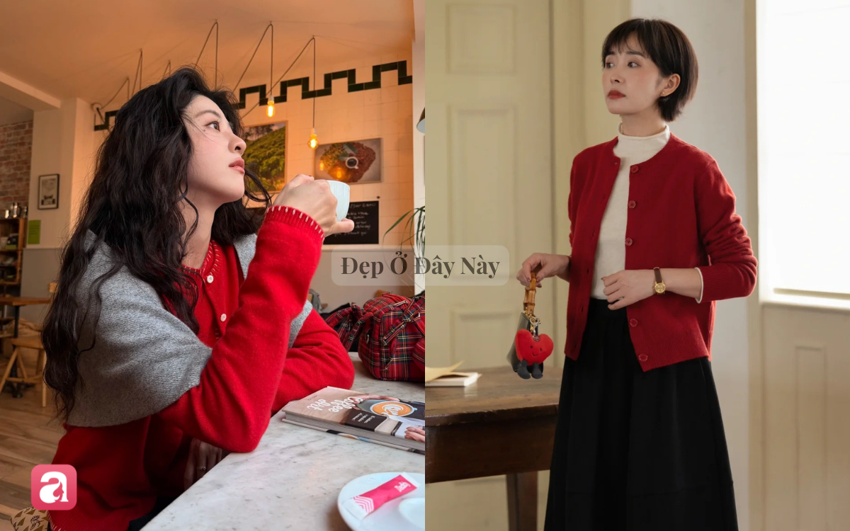 M&ugrave;a thu n&agrave;y, muốn mặc chuẩn old money nhưng kh&ocirc;ng nh&agrave;m ch&aacute;n, h&atilde;y thử cardigan đỏ - Ảnh 3.