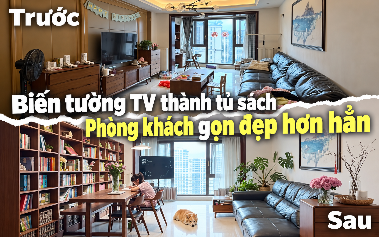 Trong phòng khách của một gia đình trẻ có chiếc bàn dài mà cả nhà đều tranh nhau dùng: Chỉ tiếc là không mua sớm hơn- Ảnh 1.