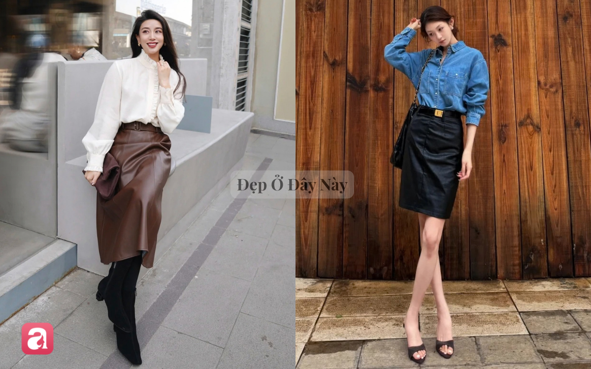 Chân váy da với áo sơ mi: Combo lên đồ chuẩn "old money" rất hợp với mùa thu - Ảnh 2.
