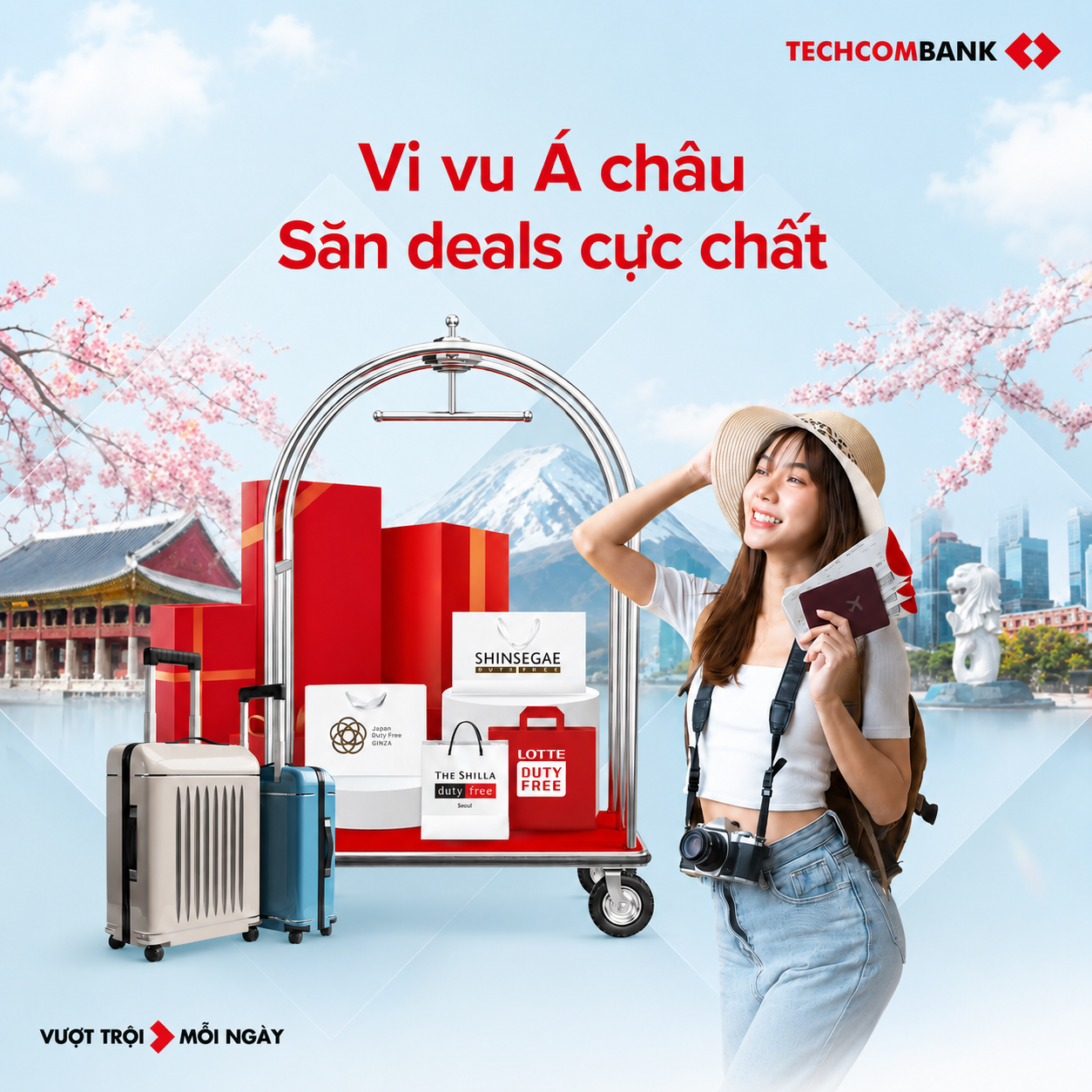 Vi vu &Aacute; ch&acirc;u, kh&ocirc;ng lo &acirc;u ph&iacute; với bộ sưu tập thẻ thanh to&aacute;n (debit card) Techcombank - Ảnh 2.