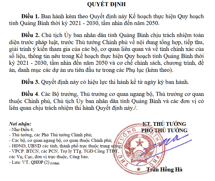 Phó Thủ tướng ký quyết định triển khai Quy hoạch tỉnh Quảng Bình giai đoạn 2021-2030- Ảnh 1.