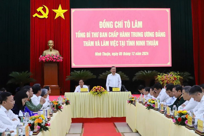 Tổng B&iacute; thư T&ocirc; L&acirc;m l&agrave;m việc với tỉnh Ninh Thuận về dự &aacute;n điện hạt nh&acirc;n- Ảnh 1.