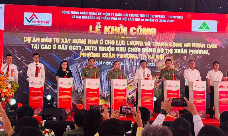 H&agrave; Nội khởi c&ocirc;ng x&acirc;y dựng 818 căn hộ cho c&aacute;n bộ, chiến sĩ c&ocirc;ng an tại Xu&acirc;n Phương- Ảnh 1.