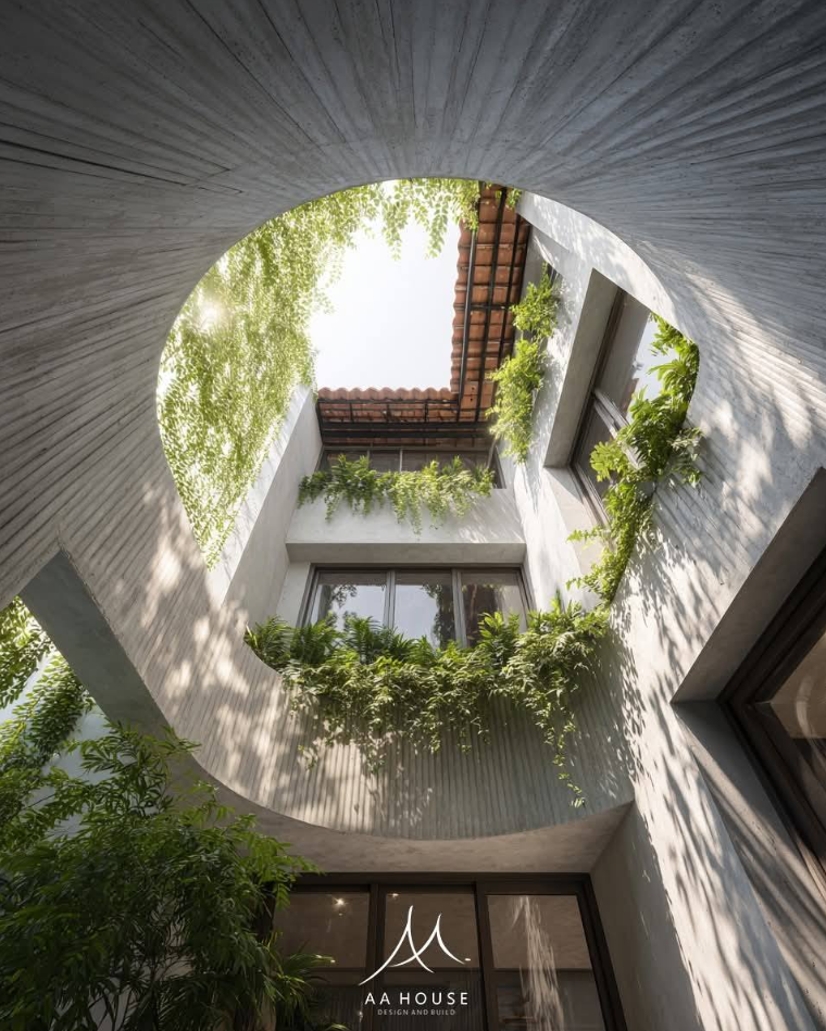 Nhà chữ L Tây Ninh: Mặt ngoài bê tông bên trong kiên cố, bên trong khoảng rỗng đôi ôm trọn thiên nhiên- Ảnh 2. Nhà chữ L Tây Ninh: Mặt ngoài bê tông bên trong kiên cố, bên trong khoảng rỗng đôi ôm trọn thiên nhiên- Ảnh 2.