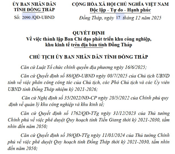 Đồng Th&aacute;p lập Ban Chỉ đạo khu c&ocirc;ng nghiệp: Sắp c&oacute; l&agrave;n s&oacute;ng đầu tư mới?- Ảnh 1.