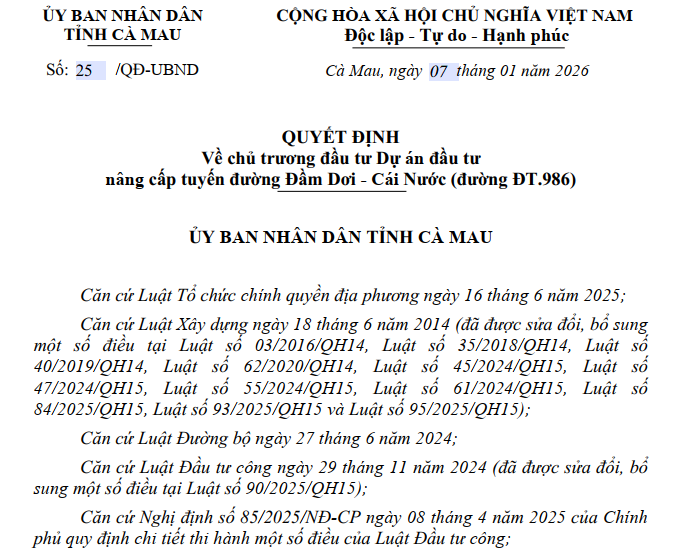 C&agrave; Mau chi gần 1.000 tỷ đồng l&agrave;m đường nối Đầm Dơi &ndash; C&aacute;i Nước- Ảnh 1.