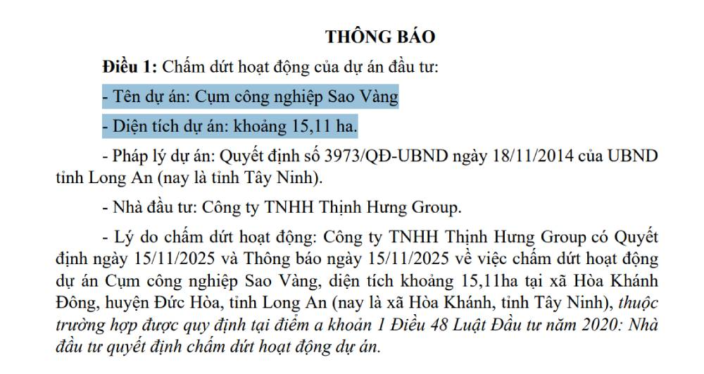 Chấm dứt hoạt động cụm c&ocirc;ng nghiệp quy m&ocirc; hơn 15ha tại T&acirc;y Ninh- Ảnh 1.