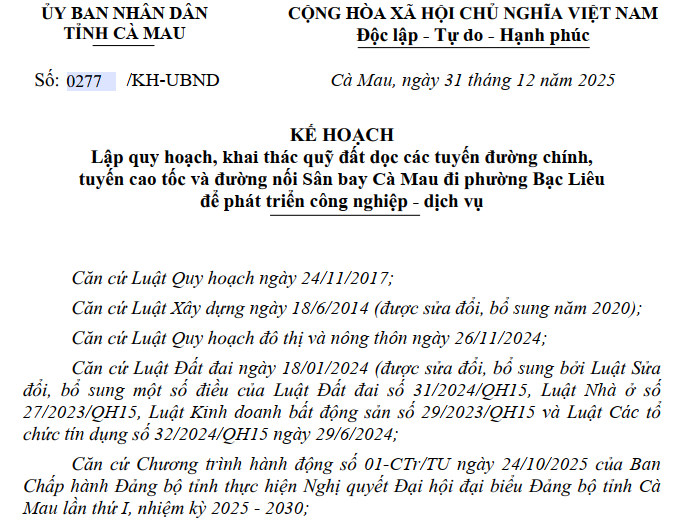 C&agrave; Mau quy hoạch h&agrave;ng ngh&igrave;n hecta đất dọc cao tốc x&acirc;y khu c&ocirc;ng nghiệp, đ&ocirc; thị- Ảnh 1.