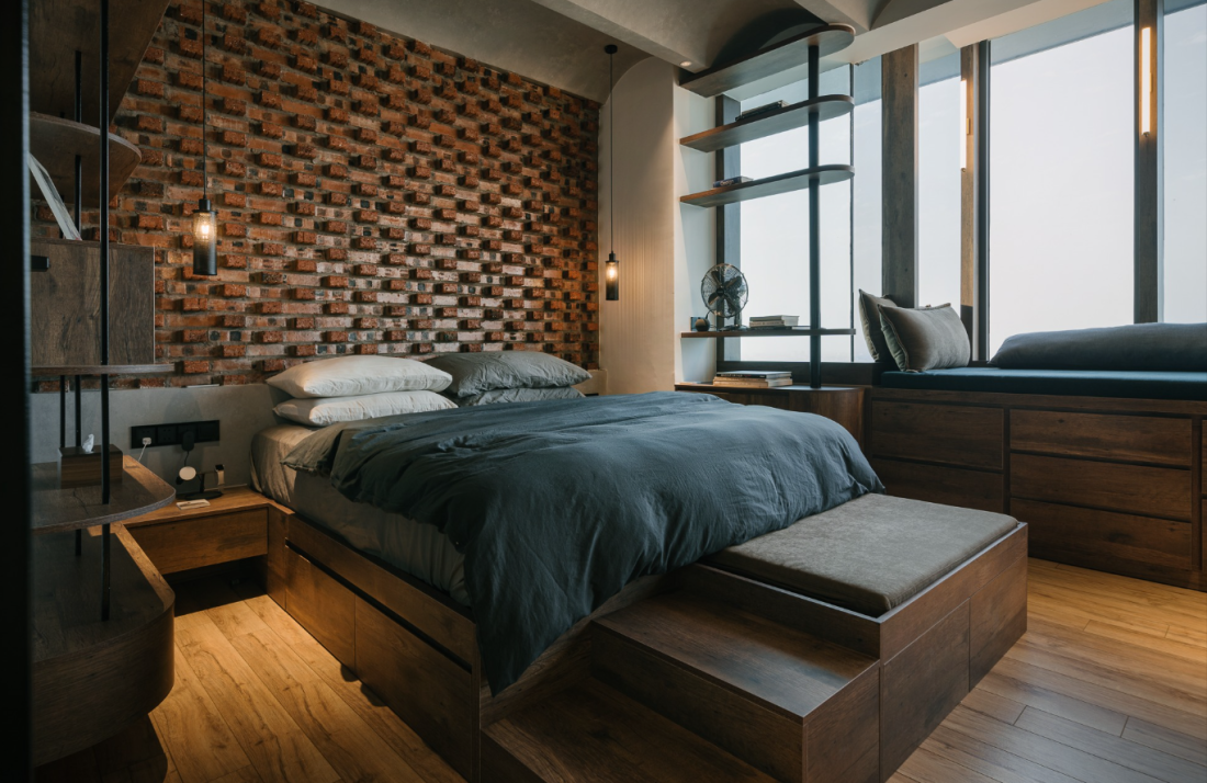 Cải tạo căn hộ th&ocirc;ng tầng H&agrave; Nội: Giải ph&aacute;p Industrial thuần h&oacute;a sức n&oacute;ng hướng T&acirc;y- Ảnh 10.