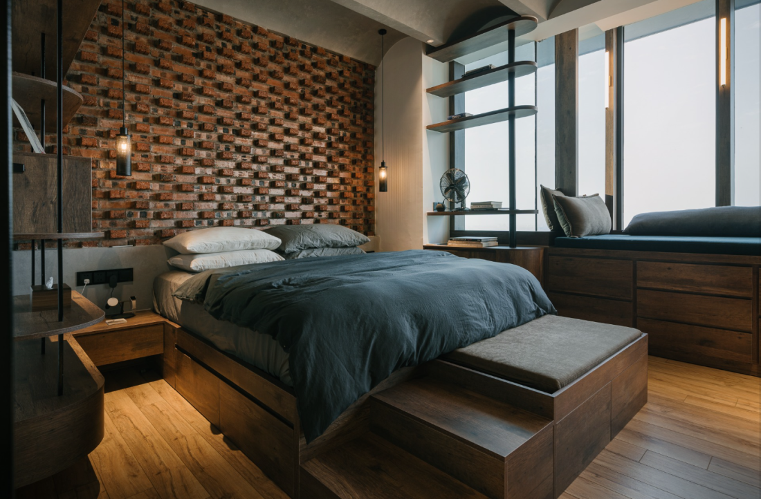 Cải tạo căn hộ th&ocirc;ng tầng H&agrave; Nội: Giải ph&aacute;p Industrial thuần h&oacute;a sức n&oacute;ng hướng T&acirc;y- Ảnh 11.