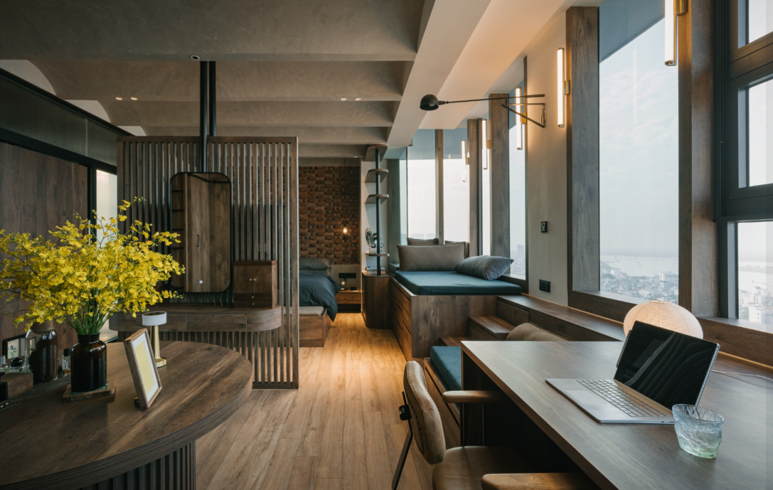 Cải tạo căn hộ th&ocirc;ng tầng H&agrave; Nội: Giải ph&aacute;p Industrial thuần h&oacute;a sức n&oacute;ng hướng T&acirc;y- Ảnh 8.