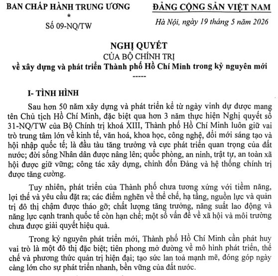 Nghị quyết Bộ Chính trị: Luật Đô thị đặc biệt và quy hoạch 100 năm cho TP.HCM- Ảnh 1. Nghị quyết Bộ Chính trị: Luật Đô thị đặc biệt và quy hoạch 100 năm cho TP.HCM- Ảnh 1.