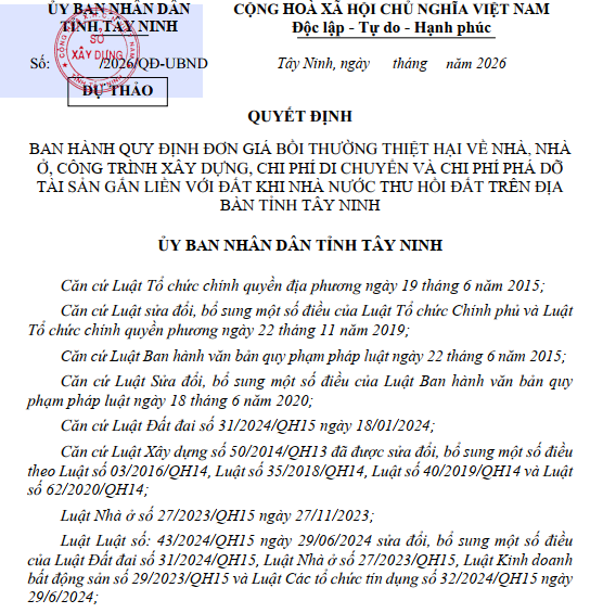 Tin vui với người dân Tây Ninh: Bồi thường nhà ở, tài sản gắn liền với đất tăng khoảng 25%- Ảnh 1. Tin vui với người dân Tây Ninh: Bồi thường nhà ở, tài sản gắn liền với đất tăng khoảng 25%- Ảnh 1.