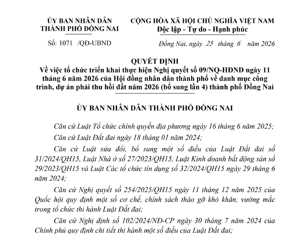 Th&ecirc;m 38 dự &aacute;n v&agrave;o danh s&aacute;ch thu hồi đất 2026: Đồng Nai y&ecirc;u cầu đẩy nhanh bồi thường, t&aacute;i định cư- Ảnh 3.