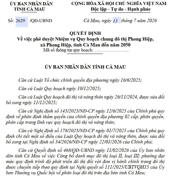 C&agrave; Mau ph&ecirc; duyệt quy hoạch đ&ocirc; thị 1.700ha gi&aacute;p An Giang- Ảnh 1.