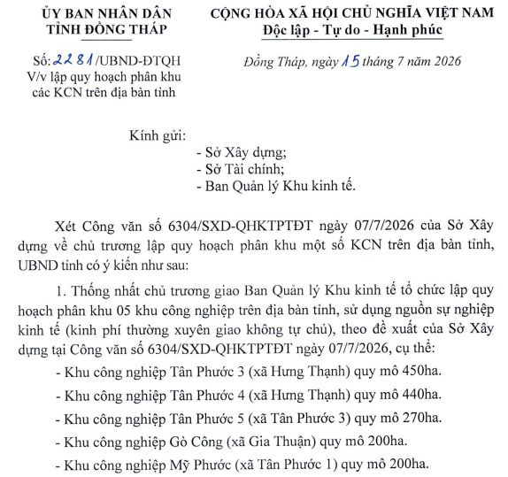 Đồng Tháp quy hoạch 5 khu công nghiệp hơn 1.500 ha- Ảnh 1.