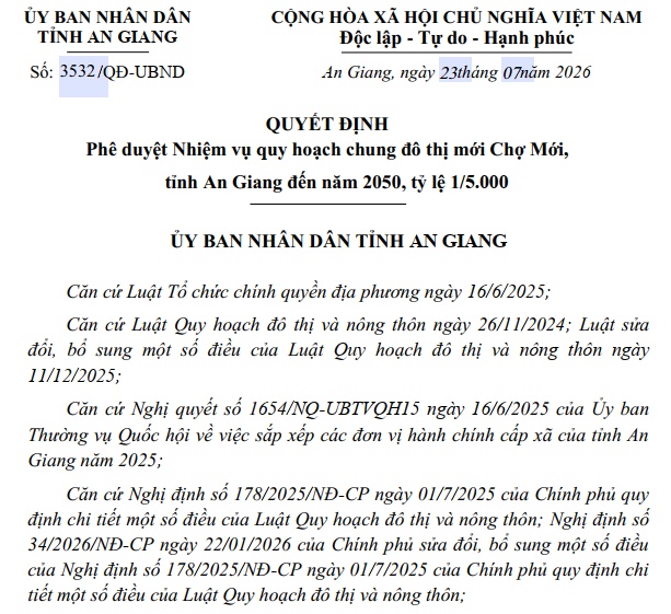 An Giang quy hoạch chung đ&ocirc; thị Chợ Mới hơn 5.000ha, khai th&aacute;c h&agrave;nh lang s&ocirc;ng Tiền, s&ocirc;ng V&agrave;m Nao- Ảnh 1.