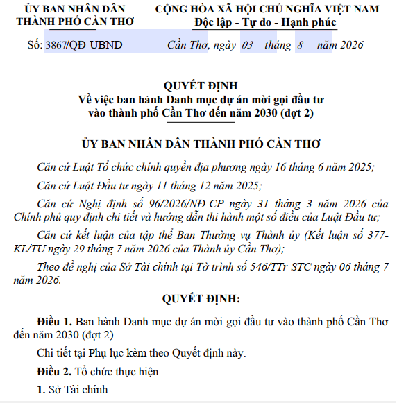 Th&agrave;nh phố duy nhất ĐBSCL k&ecirc;u gọi đầu tư 5 dự &aacute;n &ldquo;khủng&rdquo;- Ảnh 1.