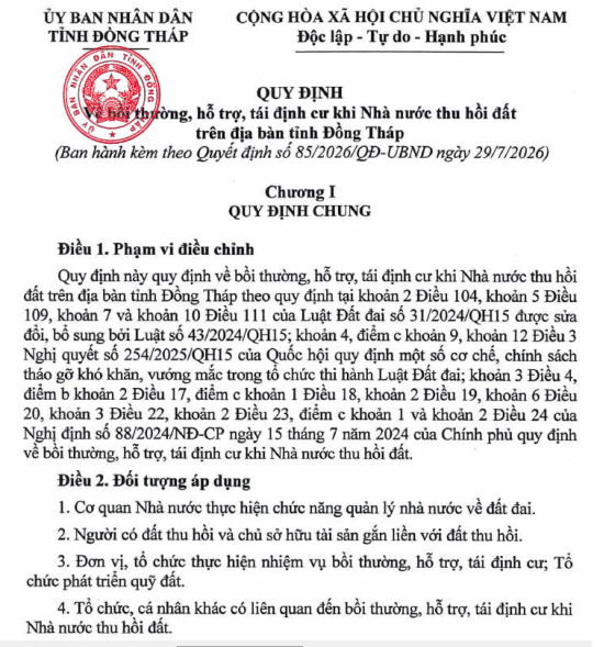 Thu hồi đất tại Đồng Tháp: Loạt mức bồi thường, hỗ trợ mới người dân cần biết- Ảnh 1.