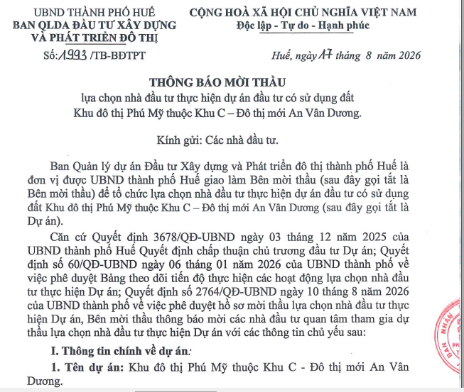 Sau loạt dự án nghìn tỷ, Huế gọi đầu tư khu đô thị hơn 3.000 tỷ đồng tại An Vân Dương- Ảnh 1.