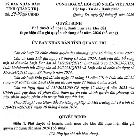 Quảng Trị bổ sung 6 khu đất đấu giá mới để xây khách sạn, khu du lịch- Ảnh 1.