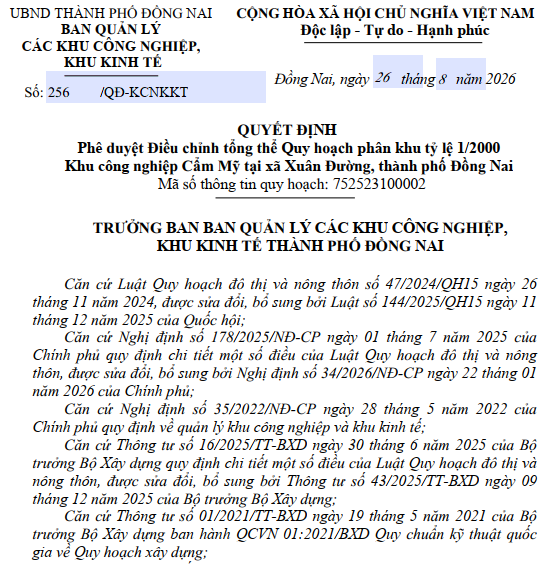 Đồng Nai duyệt quy hoạch KCN Cẩm Mỹ hơn 306 ha, dự kiến hút 25.000 lao động- Ảnh 1.
