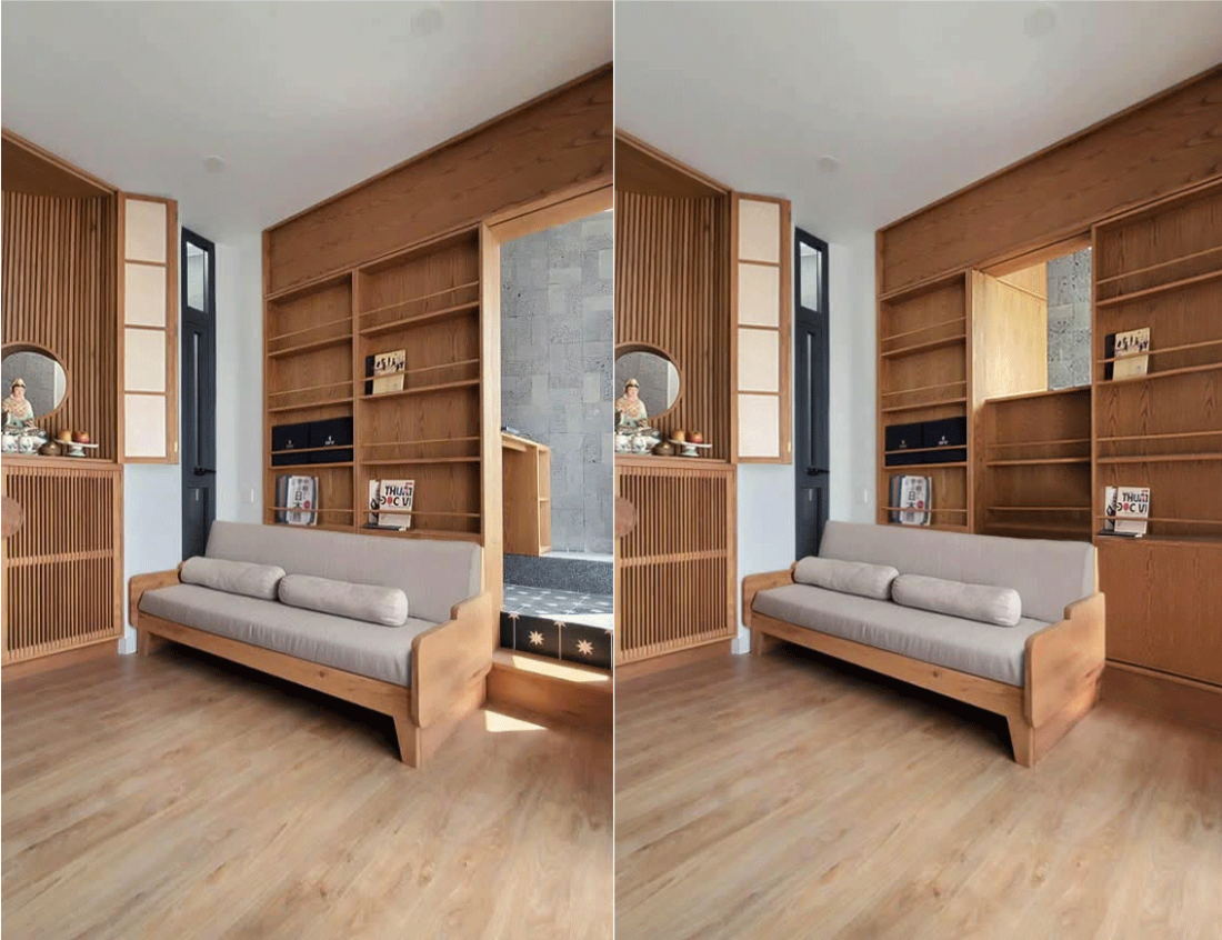 Nh&agrave; phố chỉ 20 m&sup2; TP.HCM: Cấu tr&uacute;c xoay khối vu&ocirc;ng v&agrave; dải đệm thang bọc quanh- Ảnh 12.