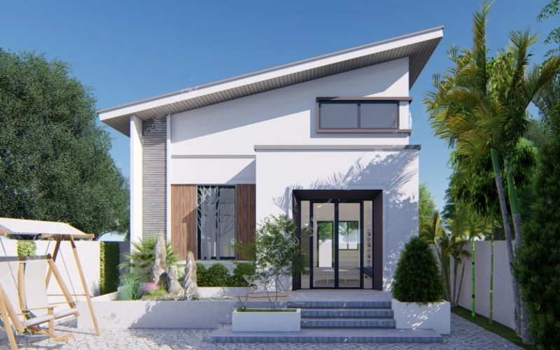 Phong cách nhà mái lệch hiện đại đầy ấn tượng