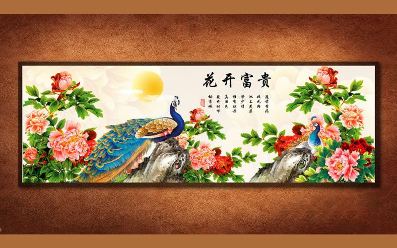 Tranh vinh hoa phú quý với phong cảnh vô cùng sinh động