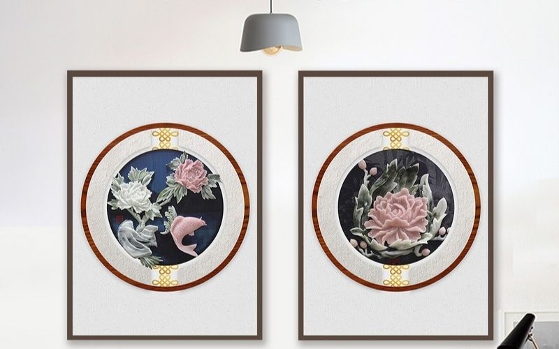 Tranh cá chép được cách điệu hiện đại đơn giản tinh tế