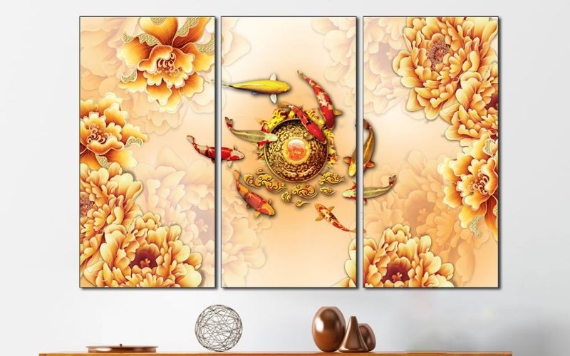 Cửu ngư quần hội là tranh phong thủy biểu tượng cho sự giàu sang