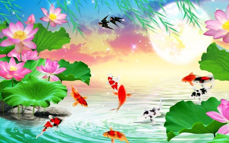Tranh phong thủy cá chép và hoa sen có ý nghĩa gì?