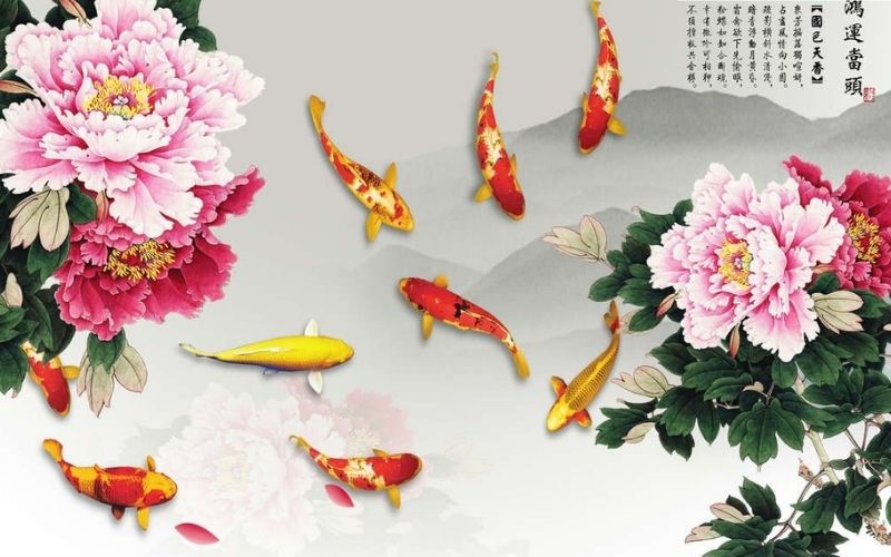 Ý nghĩa tranh cá chép và hoa mẫu đơn