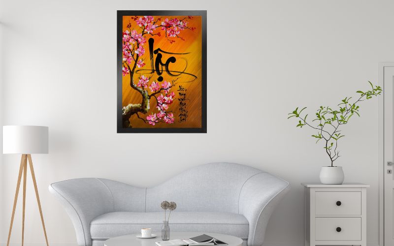 Tranh chữ lộc giúp không gian căn nhà thêm nổi bật