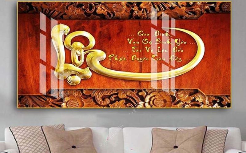 Tranh treo phong thủy chữ lộc ở phòng khách giúp tạo sinh khí