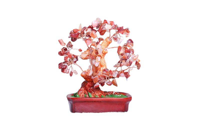 Cây đá tài lộc thạch anh mã não đỏ