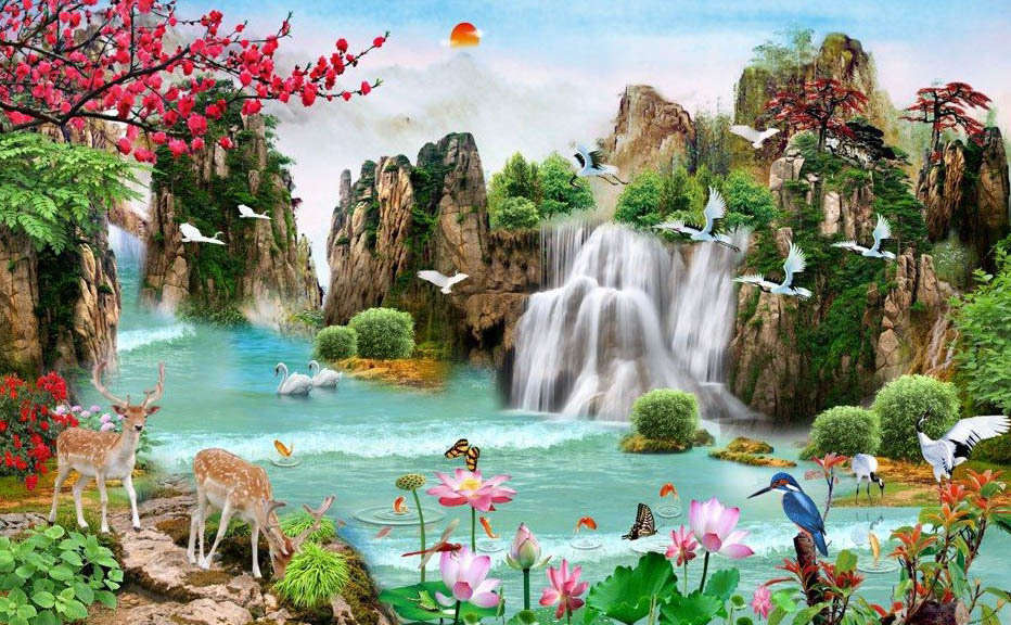 Tranh sơn thủy cho người tuổi tý