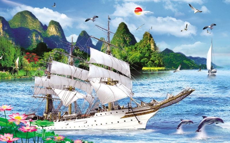 Bức tranh thuận buồm xuôi gió giúp cho phúc khí thêm phần thăng hoa