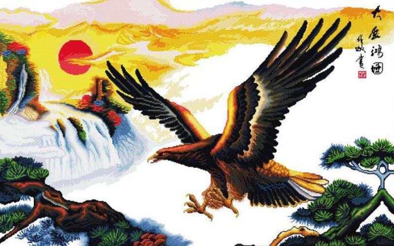 Tranh đại bàng tung cánh có hàm ý đem đến may mắn, tiền tài cho gia đạo