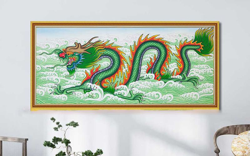 Tranh rồng xanh hí thủy giúp gia chủ được thuận lợi hơn trong sự nghiệp