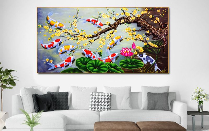 Tranh cá chép đem lại nhiều ý nghĩa về sức khỏe, thịnh vượng cho gia chủ
