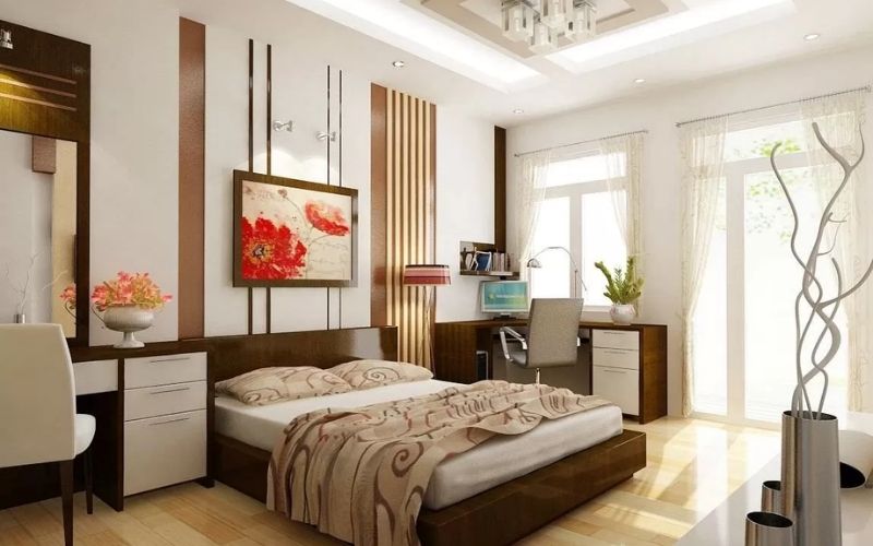 Tranh treo phòng ngủ với màu chủ đạo thuộc hành hỏa