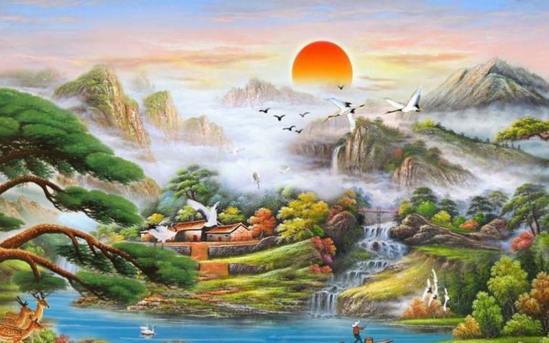 Tranh phong thủy mặt trời mọc