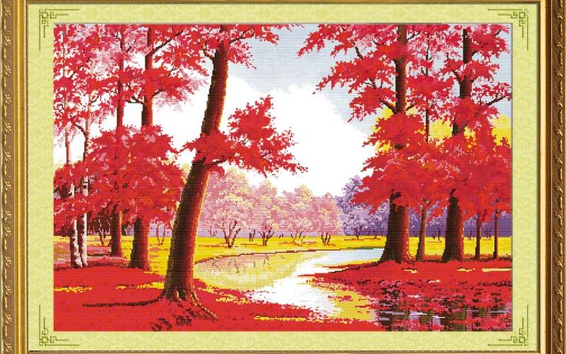 Tranh rừng phong lá đỏ