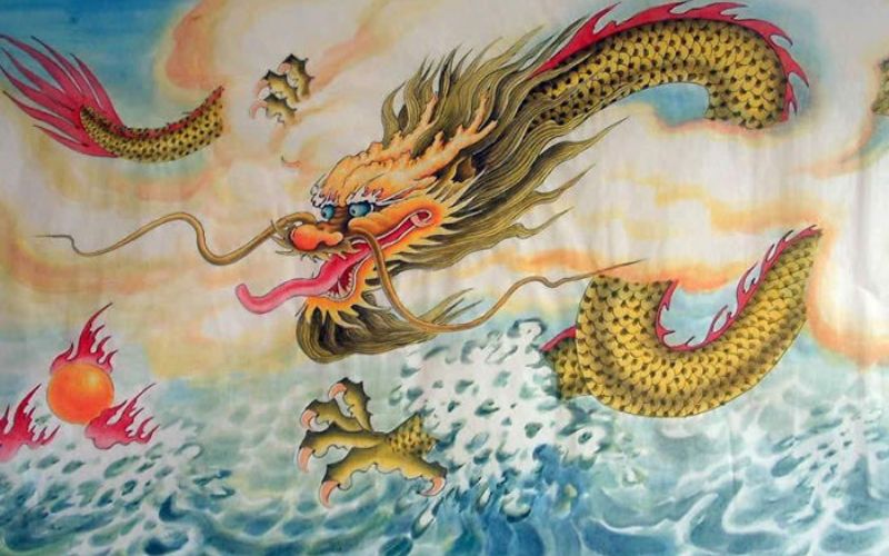 Tranh rồng vờn ngọc lửa